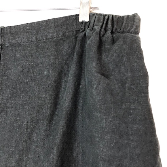 FLAX LINEN Lagenlook Black Cropped Pants with Pockets - Picture 2 of 11